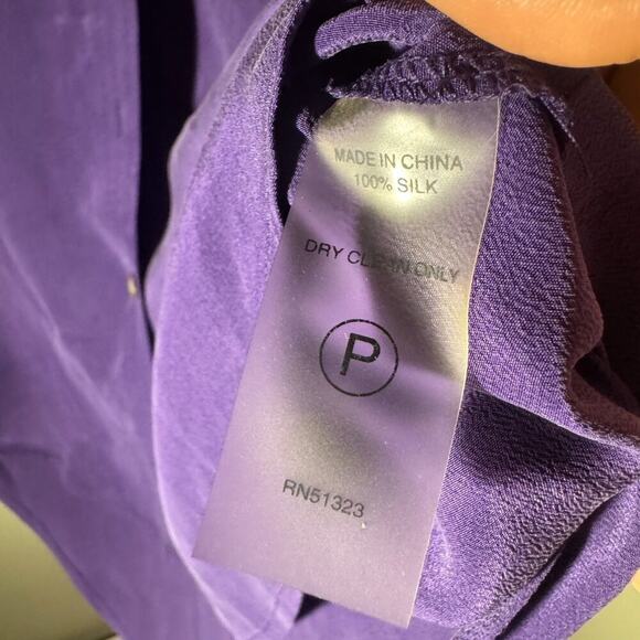 Two by Vince Camuto 100% Silk Button-Up Shirt in Purple - Picture 5 of 6